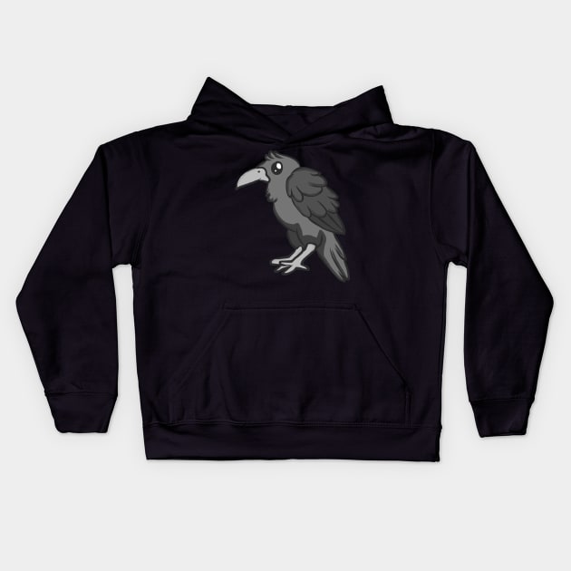 Raven bird crow jackdaw jay hooded crow cute Kids Hoodie by KK-Royal